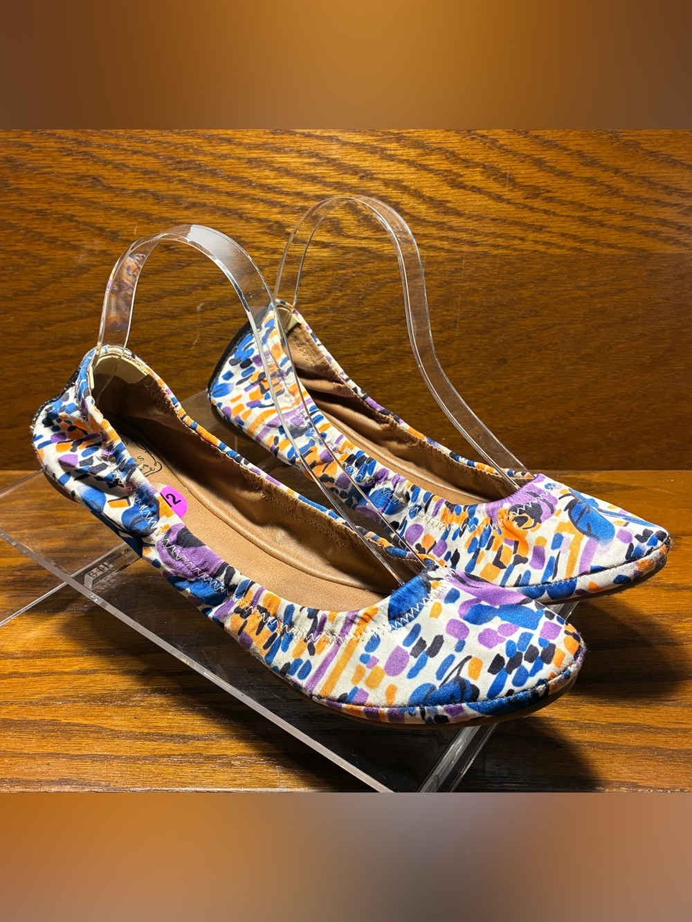 Lucky Brand Emmie Floral Satin Ballet Flats Cork Sole Multicolor Size 8.5